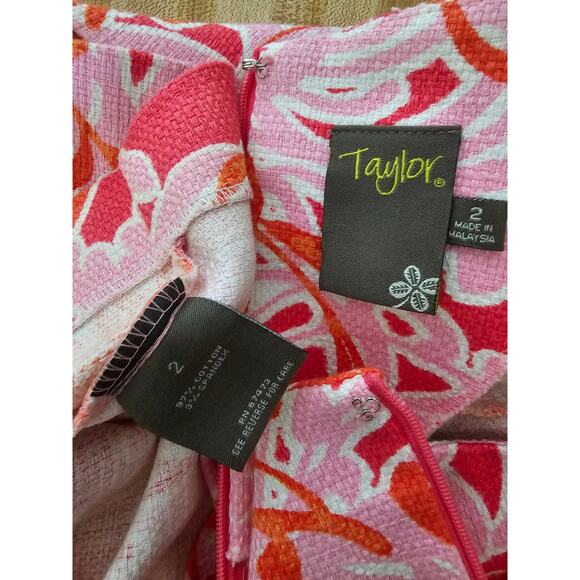 TAYLOR Retro DRESS Pink Orange Dress Women's size 2 - Picture 6 of 8